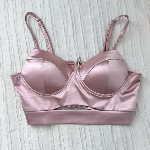 Windsor Tops - Windsor Light Pink Satin Keyhole Bustier, Sz. S